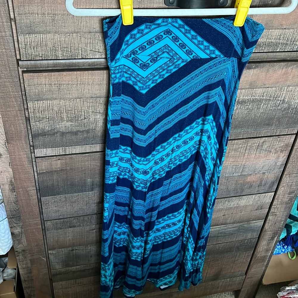 Blue Patterned Maxi Skirt, Size M